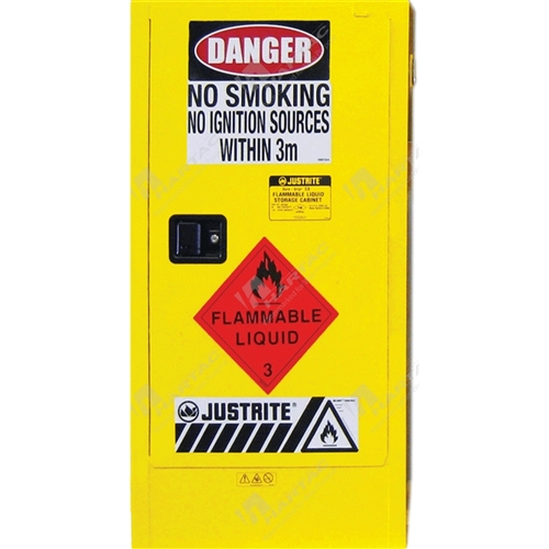 Flammable Storage Cabinet Slim Line Styled 2 Shelves 1 Door 110L Capacity 670W*1230H*465D