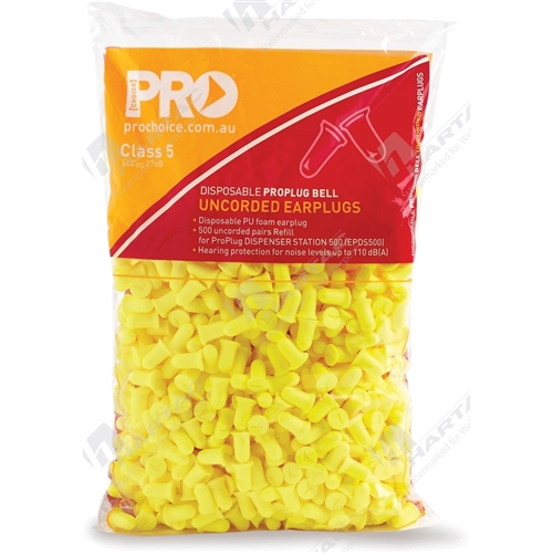 ProBell Earplug Refill Bag For Dispenser (500 Uncorded Pairs)