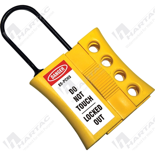 Yellow Non Conductive Hasp 2.5 mm hasp shackle x 50mm Suitable for 4 locks