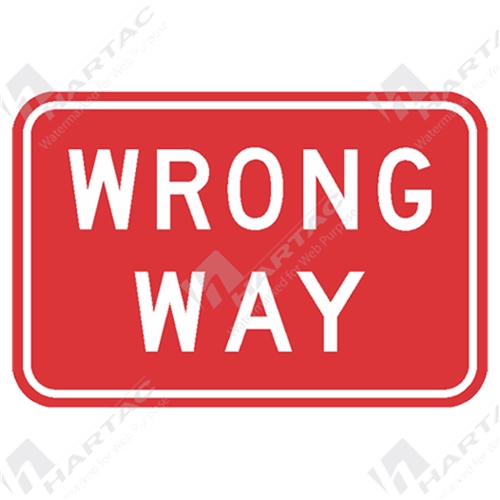 750*500 Traff Alum Ref CL1 Wrong Way White on Red POA