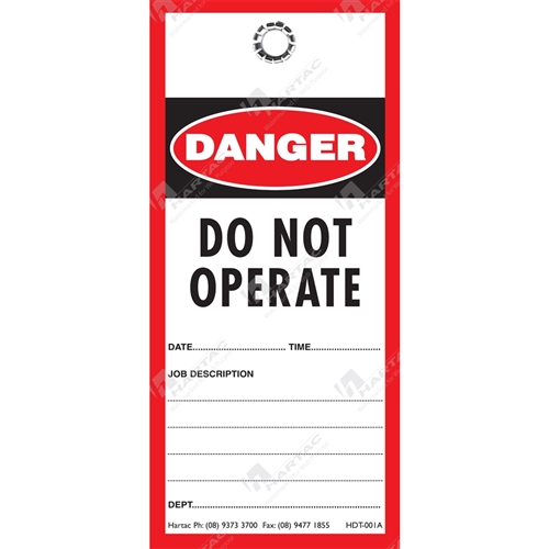 Hartac PolyartPaper Tag 80*160 Danger Do Not Operate pk100