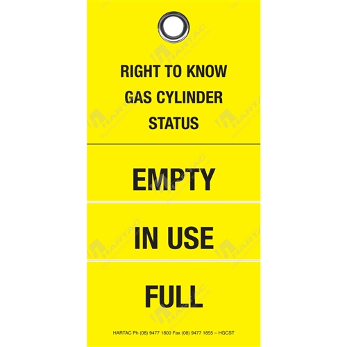 HGCST "Right To Know Gas Cylinder Status" Perforated Polyart Paper