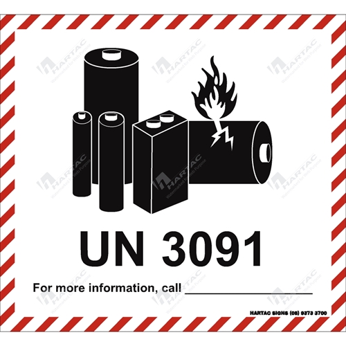 120*110 S/A Non-Ref Lithium Metal Battery UN 3091 etc. w/ Picto Black & Red on White
