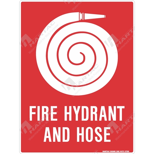 225*300 Fire Poly Non-Ref Fire Hydrant and Hose With Picto White on Red