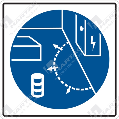 300*300 Mandat S/A Non-Ref Electrical Panel Keep Clear Pictogram Blue on White