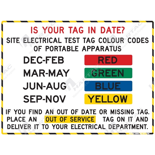 600*450 Metal Ref CL2 Electrical Is Your Tag In Date Multi Colour on White