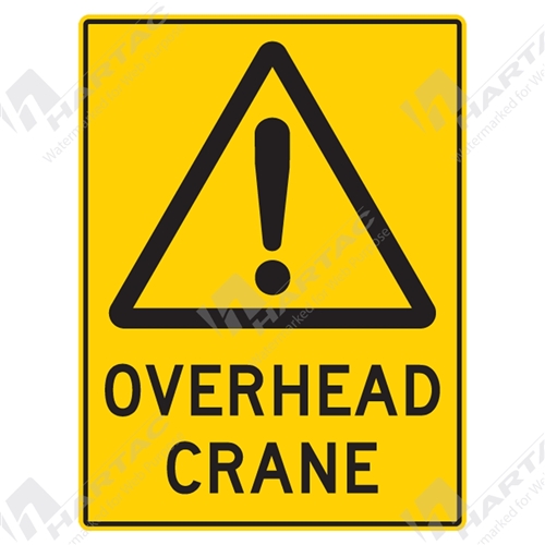 300*450 Warn Metal Non-Ref Overhead Crane With Picto Black on Yellow