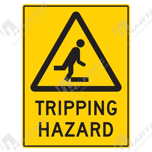 300*450 Warn Metal Non-Ref Tripping Hazard With Picto Black on Yellow