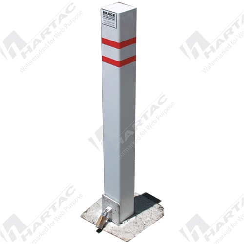 The Dugite Padlock Removable Steel Bollard 900mm x 90mm Square White
