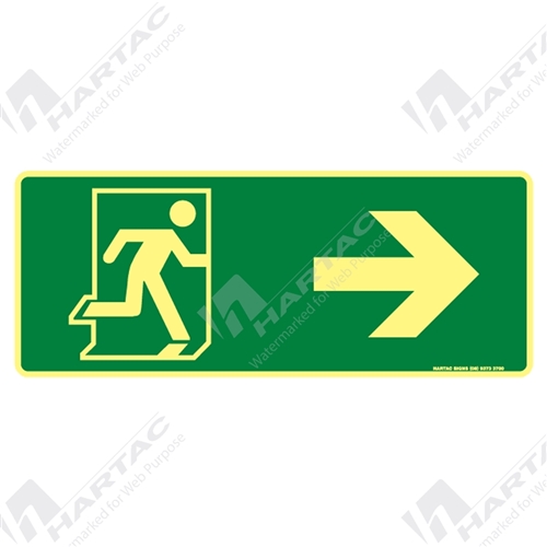 450*180 Gen Metal Lum Running Man Picto Right Arrow Luminous on Green