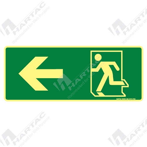 450*180 Gen Metal Lum Running Man Picto Left Arrow Luminous on Green