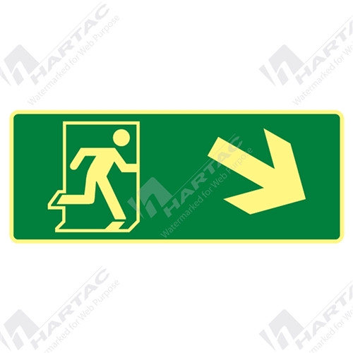 450*180 Gen Metal Lum Running Man Picto Down/Right Arrow Luminous on Green