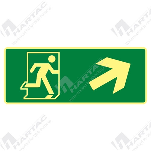 450*180 Gen Metal Lum Running Man Picto Up/Right Arrow Luminous on Green