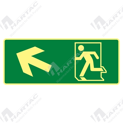 450*180 Gen Metal Lum Running Man Picto Up/Left Arrow Luminous on Green