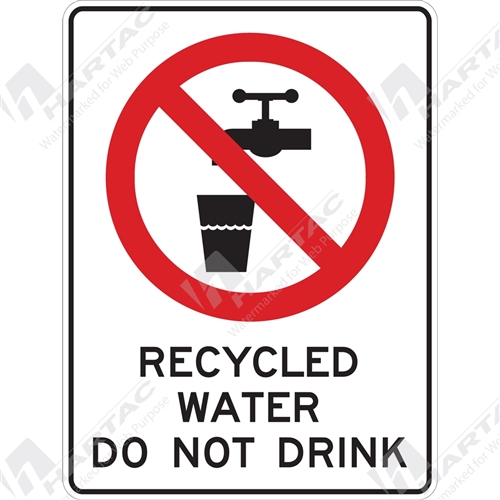 225*300 Prohib Metal Ref CL2 Recycled Water Do Not Drink with Picto