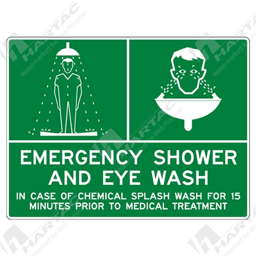 450*300 Gen Metal Ref CL2 Emergency Shower And Eye Wash White on Green