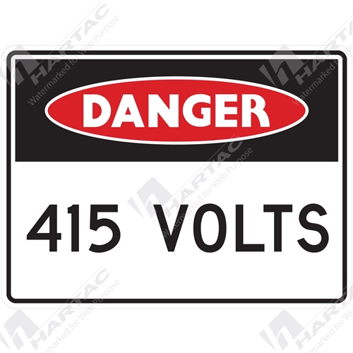 300*225 Danger S/A Non-Ref 415 Volts Black & Red on White