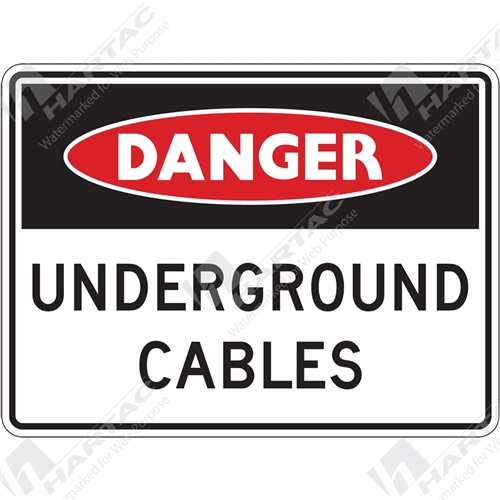 100*75 Danger S/A Ref CL2 Underground Cables Black & Red on White