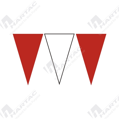 30mtr Roll Red & White Alternating Bunting Flags (MOQ 10)