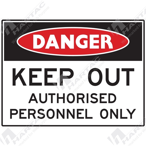 450*300 Danger Metal Ref Cl2 Keep Out Authorised Personnel Only Black & Red on White