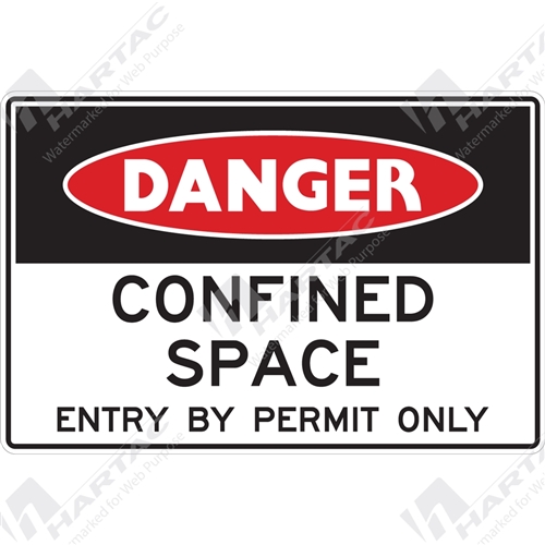 450*300 Danger Poly Non-Ref Confined Space Entry By Permit Only Black & Red on White