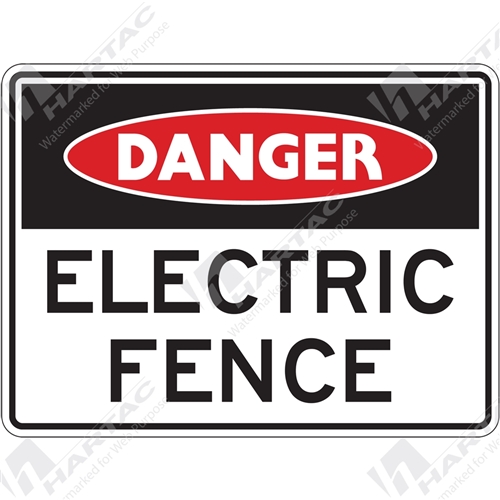 300*225 Danger Metal Ref Cl2 Electric Fence Black & Red on White