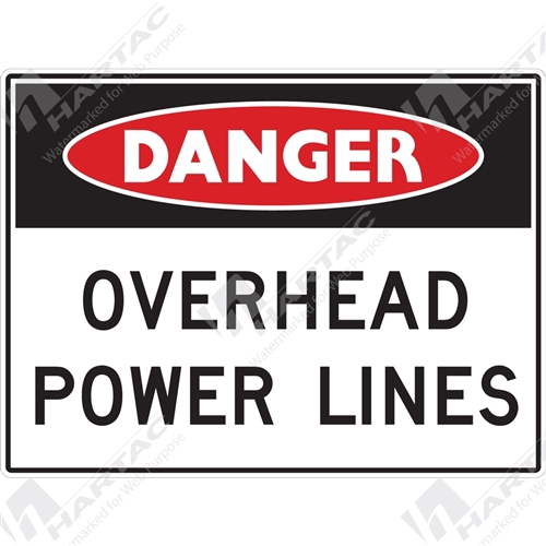 100*75 Danger S/A Non-Ref Overhead Power Lines Black & Red on White