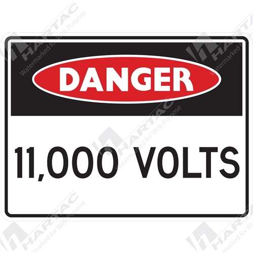 450*300 Danger Metal Ref CL2 11,000 Volts Black & Red on White
