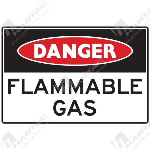 600*450 Danger Poly Non-Ref Flammable Gas Black & Red on White