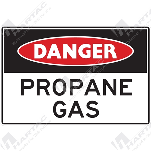 450*300 Danger Poly Non-Ref Propane Gas Black & Red on White