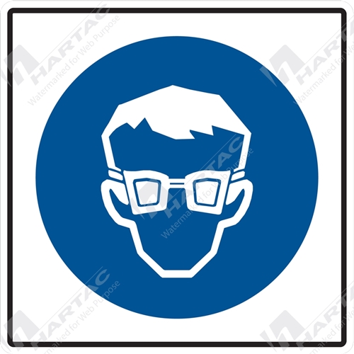 150*150 Mandat S/A Non-Ref Eye Protection Pictogram Blue on White