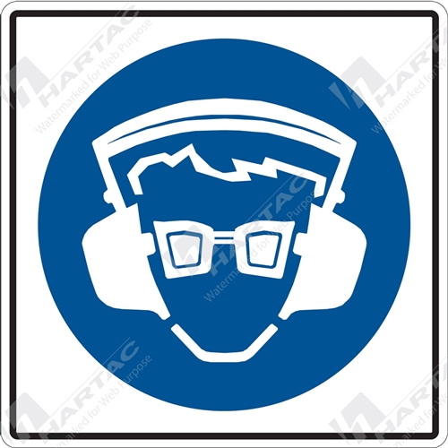 50*50 Mandat S/A Non-Ref Hearing & Eye Protection Pictogram Blue on White