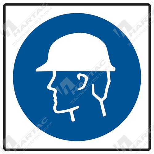300*300 Mandat S/A Non-Ref Head Protection Pictogram Blue on White