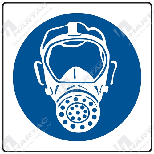 300*300 Mandat S/A Non-Ref Respirator Pictogram Blue on White