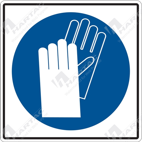 150*150 Mandat S/A Non-Ref Hand Protection Pictogram Blue on White