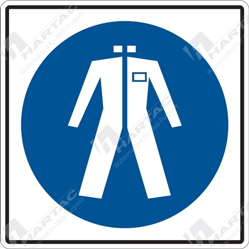 150*150 Mandat S/A Non-Ref Protective Clothing Pictogram Blue on White