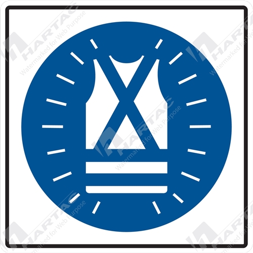 150*150 Mandat S/A Non-Ref Safety Vest Pictogram Blue on White