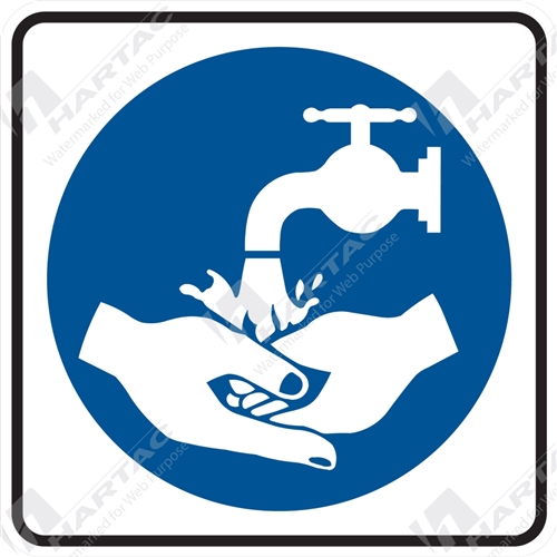 150*150 Mandat S/A Non-Ref Hand Wash Pictogram Blue on White