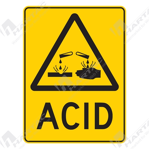 300*450 Warn Poly Non-Ref Acid With Picto Black on Yellow