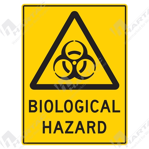 300*450 Warn Poly Non-Ref Biological Hazard With Picto Black on Yellow