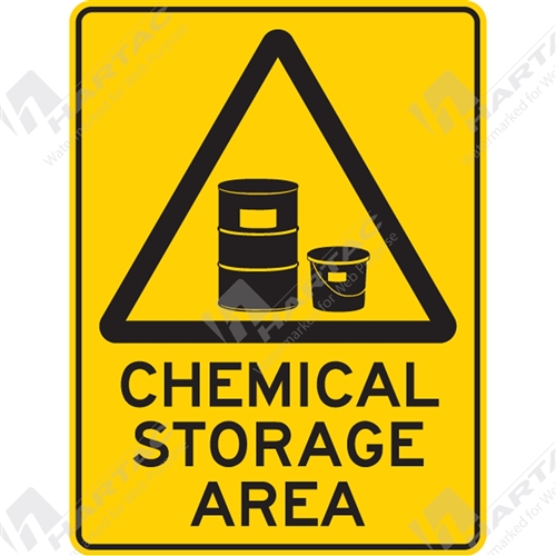 450*600 Warn Poly Non-Ref Chemical Storage Area With Picto Black on Yellow