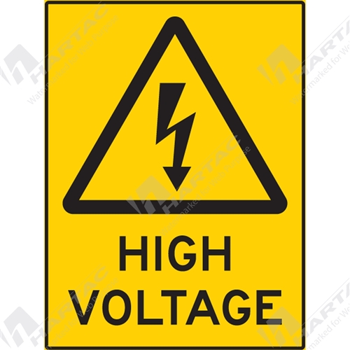 225*300 Warn Poly Non-Ref High Voltage With Picto Black on Yellow