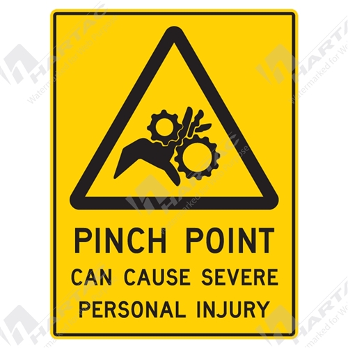 300*450 Warn Poly Non-Ref Pinch Point Can Cause Severe Personal Injury With Picto