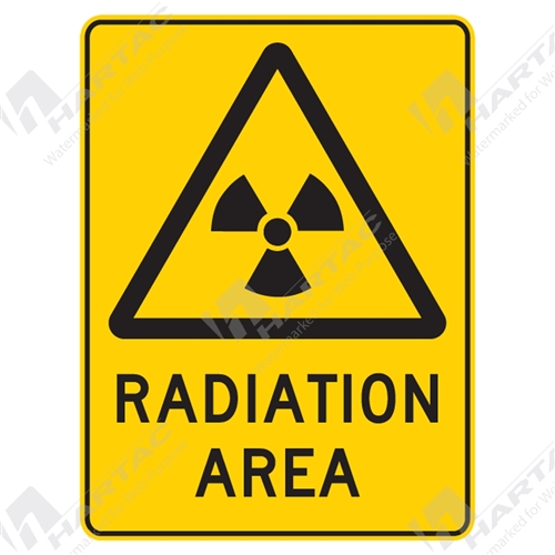 450*600 Warn Poly Non-Ref Radiation Area With Picto Black on Yellow
