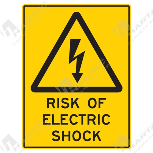 300*450 Warn Poly Non-Ref Risk Of Electric Shock With Picto Black on Yellow