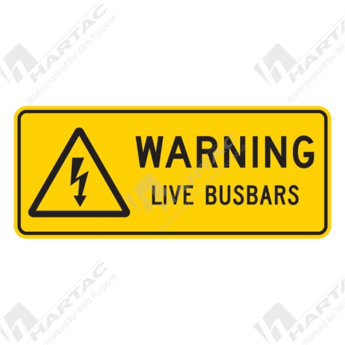 450*180 Warn Metal Non-Ref Live Busbars with Picto Black on Yellow