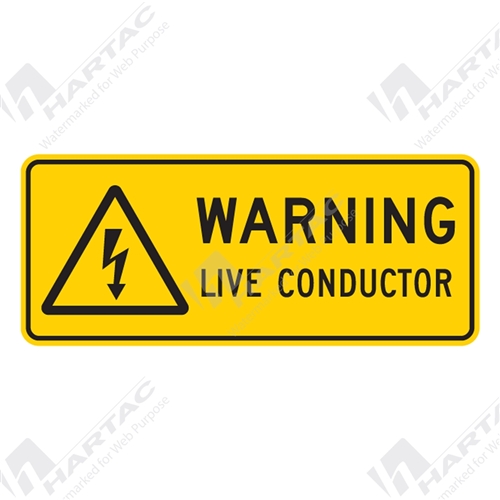 450*180 Warn Metal Non-Ref Live Conductor With Picto Black on Yellow