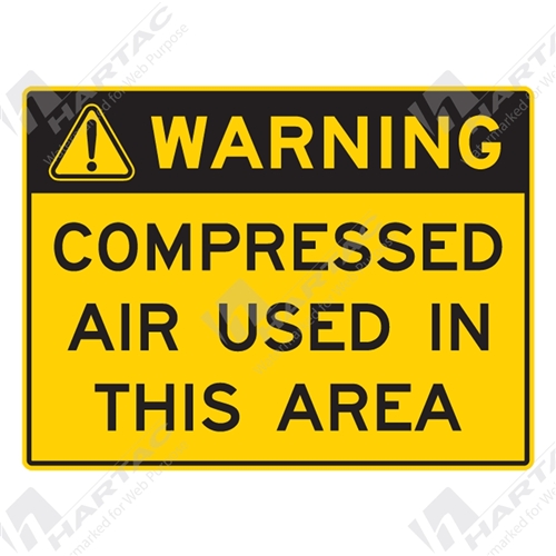 100*75 Warn S/A Non-Ref Compressed Air Used In This Area Black on Yellow