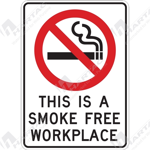 300*450 Prohib Metal Non-Ref This Is A Smoke Free Workplace With Picto