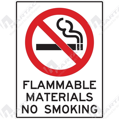 300*450 Prohib Metal Non-Ref Flammable Materials No Smoking With Picto